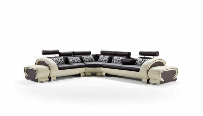 L-shaped sectional sofa 2x stool sofa couch design gray upholstery leather modern