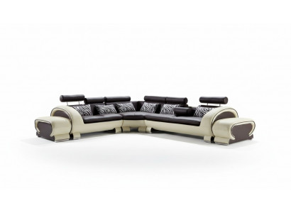 L-shaped sectional sofa 2x stool sofa couch design gray upholstery leather modern