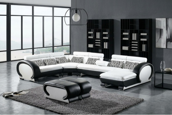 Corner sofa + 2x stools corner sets leather couches living room seating furniture