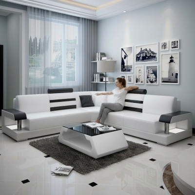 Designer sofa couch corner sofa upholstered furniture living landscape leather textile