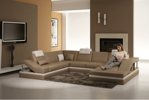 Corner sofa leather sofa upholstered sofa living landscape couch corner suite U-shape