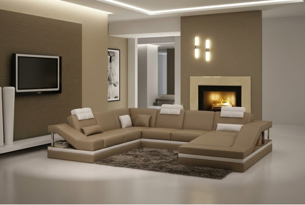 Corner sofa leather sofa upholstered sofa living landscape couch corner suite U-shape