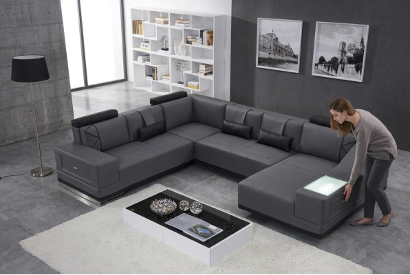 Corner sofa leather sofa big XXL U-shape living landscape deco sofa couch set
