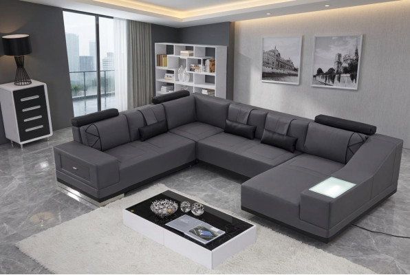 Corner sofa leather sofa big XXL U-shape living landscape deco sofa couch set