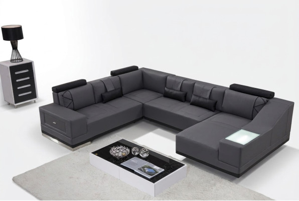 Corner sofa leather sofa big XXL U-shape living landscape deco sofa couch set