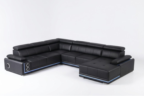 Modern corner sofa living landscape couch corner set LED line illuminated