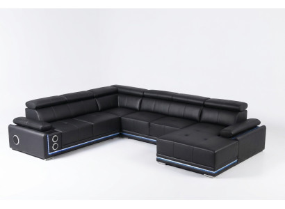 Modern corner sofa living landscape couch corner set LED line illuminated