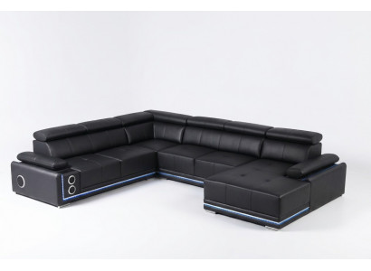 Modern corner sofa living landscape couch corner set LED line illuminated