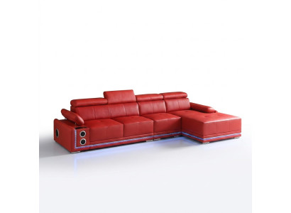Couch Illuminated Leather Corner Sofa L Shape Sound LED Speakers Modern