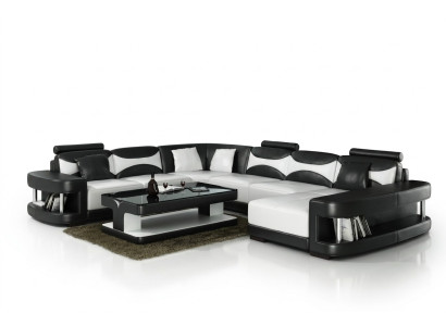 XXL big living landscape U shape corner sofa sofa couch upholstery set leather