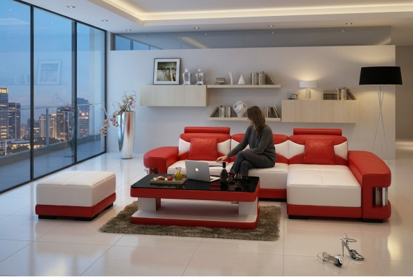 Leather sofa corner sofa stool suite upholstery L-shape couch sofa design