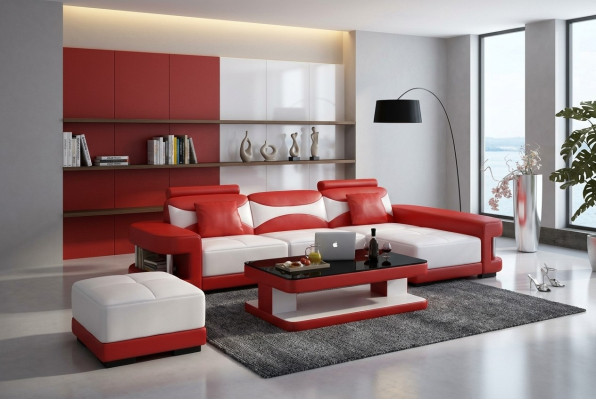 Leather sofa corner sofa stool suite upholstery L-shape couch sofa design