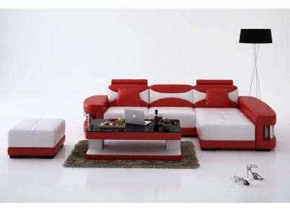Leather sofa corner sofa stool suite upholstery L-shape couch sofa design