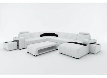 Living landscape couch upholstery seating suite corner sofa big couches + 2 stools