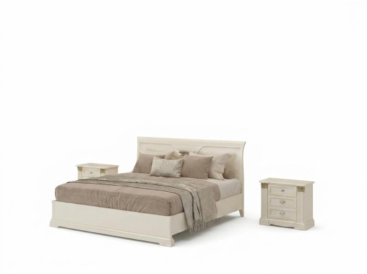 Bed + 2x Nightstands 3-piece Bedroom Set Design Modern Luxury Classic Furniture Solid Wood