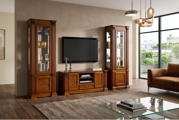 Classic living room display cabinet sideboard RTV shelf walls cabinet 3-piece solid wood