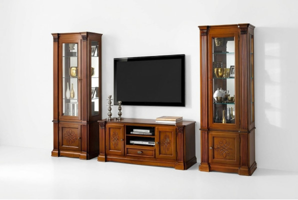 Classic living room display cabinet sideboard RTV shelf walls cabinet 3-piece solid wood