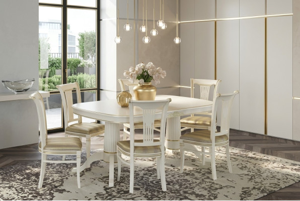 Set of 4 chairs dining set furniture design upholstered seating group wood