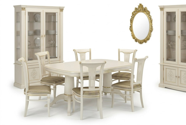 Set of 4 chairs dining set furniture design upholstered seating group wood