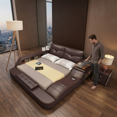 Luxury Leather Design Upholstered Beds Double Modern Bed Decoration Marriage Exclusive