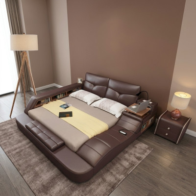 Luxury Leather Design Upholstered Beds Double Modern Bed Decoration Marriage Exclusive