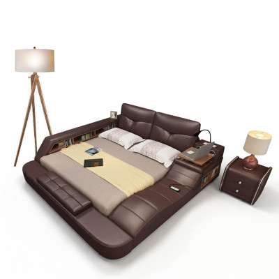 Luxury Leather Design Upholstered Beds Double Modern Bed Decoration Marriage Exclusive