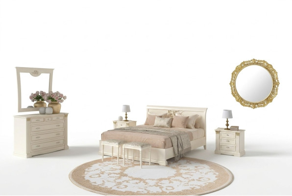 Bed, nightstand, dresser, 7-piece bedroom set, design luxury bedroom, solid wood.