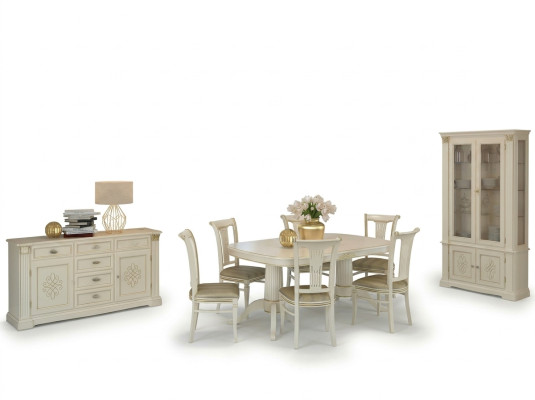 Complete Set Dining Table + 6 Chairs Dining Room Set Dining Group Solid Wood Table Tables 9-piece Set