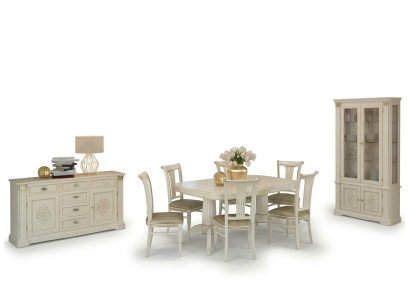 Complete Set Dining Table + 6 Chairs Dining Room Set Dining Group Solid Wood Table Tables 9-piece Set