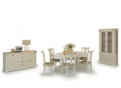 Complete Set Dining Table + 6 Chairs Dining Room Set Dining Group Solid Wood Table Tables 9-piece Set
