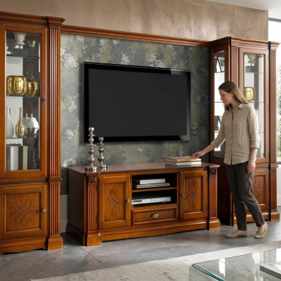 Living room antique style wood sideboard RTV cabinet TV Italian baroque