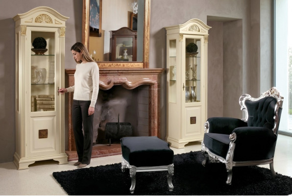 Noble display cabinet antique style cabinet showcase living room glass new solid wood