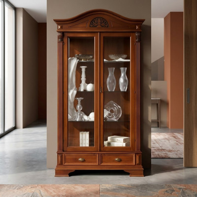 Showcase glass cabinet living room display case 2 doors baroque display cabinets