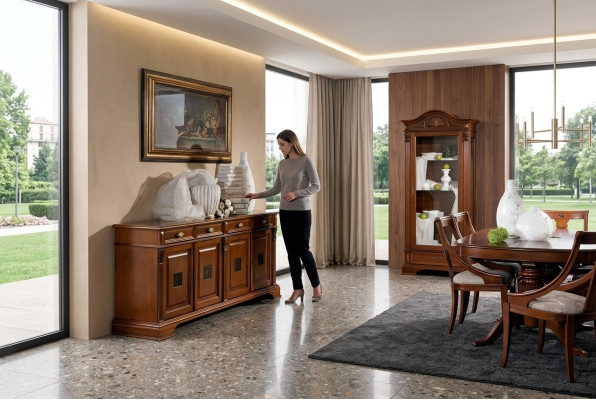 Luxurious sideboard with 4 doors and 4 drawers in brown color