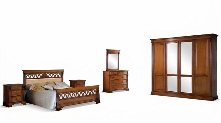 Bedroom set complete dresser bed wardrobe beds nightstand 6-piece solid wood