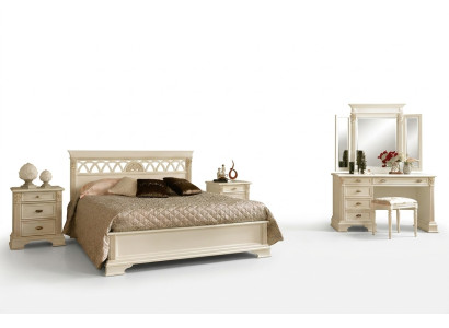 Luxury Bedroom Set 6-piece Bed 2x Nightstand Dressing Table Designer Furniture Solid Wood