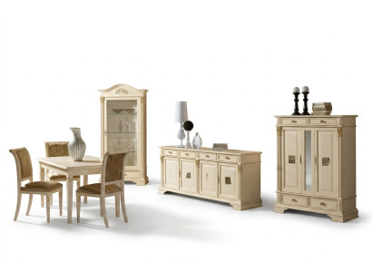 Complete dining room set 4x chairs sideboard 8-piece set table cabinet group solid wood