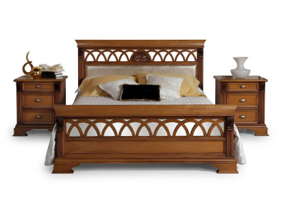 Double Bed Hotel Antique Beds 2x Nightstand 3-piece Bedroom Baroque Rococo Solid Wood