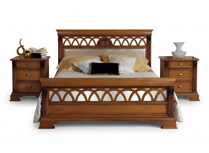 Double Bed Hotel Antique Beds 2x Nightstand 3-piece Bedroom Baroque Rococo Solid Wood