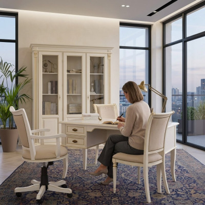 Office desk + armchair desks table wood chair 2-piece set Italy