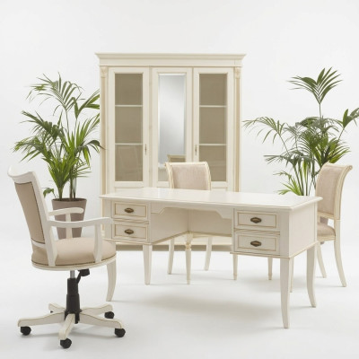Office desk + armchair desks table wood chair 2-piece set Italy