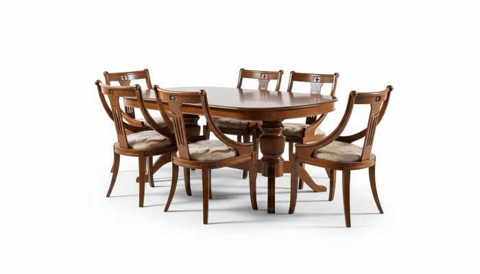 Dining table + 6 chairs dining room set classic table 7-piece set chair solid wood