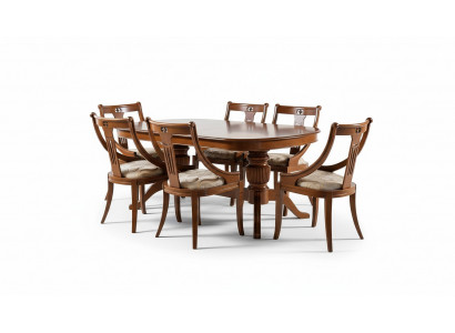 Dining table + 6 chairs dining room set classic table 7-piece set chair solid wood
