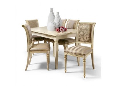 Dining table + 4x chairs set dining room solid wood suite 5-piece set furniture