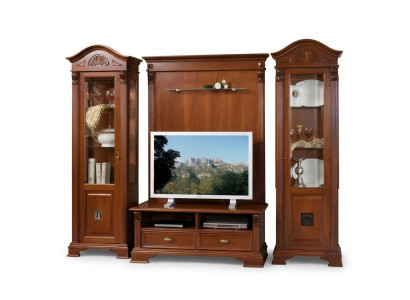 Classic living room wall solid wood display cabinet sideboard TV shelf walls cabinet 4-piece set.