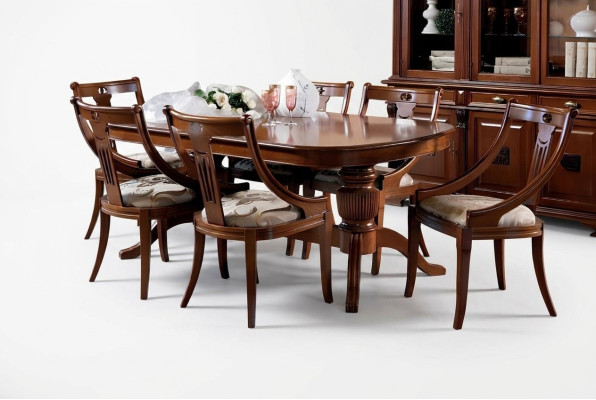 Complete Set Dining Table + 6 Chairs Dining Room Set Dining Group Solid Wood Table Tables 7-piece