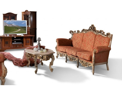 Sofa Baroque Rococo Three-seater 3-seater Couch Upholstered Sofas Couches Solid Wood