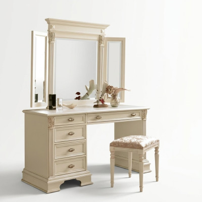 Makeup Table Mirror Stool Complete Dresser Set Bedroom New 3-piece.