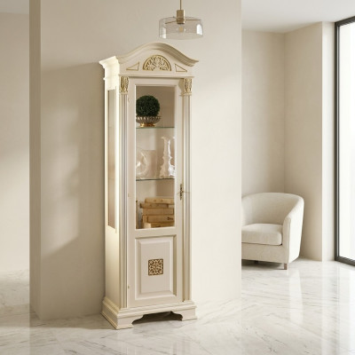 Elegant baroque glass display cabinet with delicate embellishments