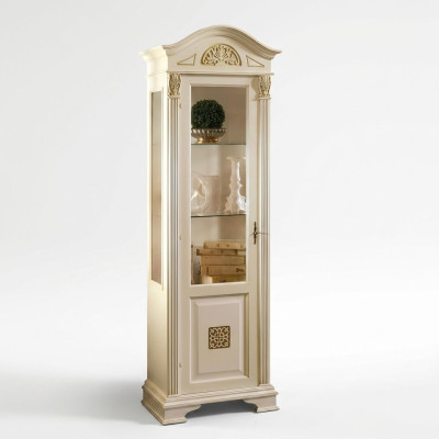 Elegant baroque glass display cabinet with delicate embellishments